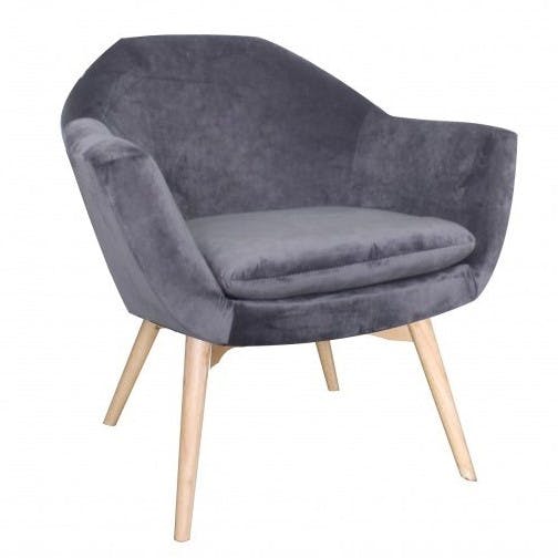 Fauteuil velours gris cabriolet TIM