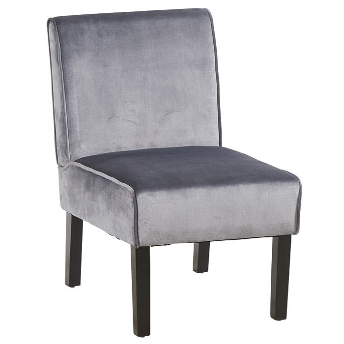 Fauteuil velours gris dossier droit MALMOE