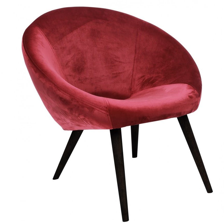 Fauteuil velours rouge lie-de-vin cabriolet TIM