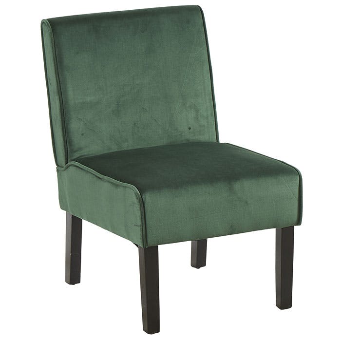 Fauteuil velours vert dossier droit MALMOE
