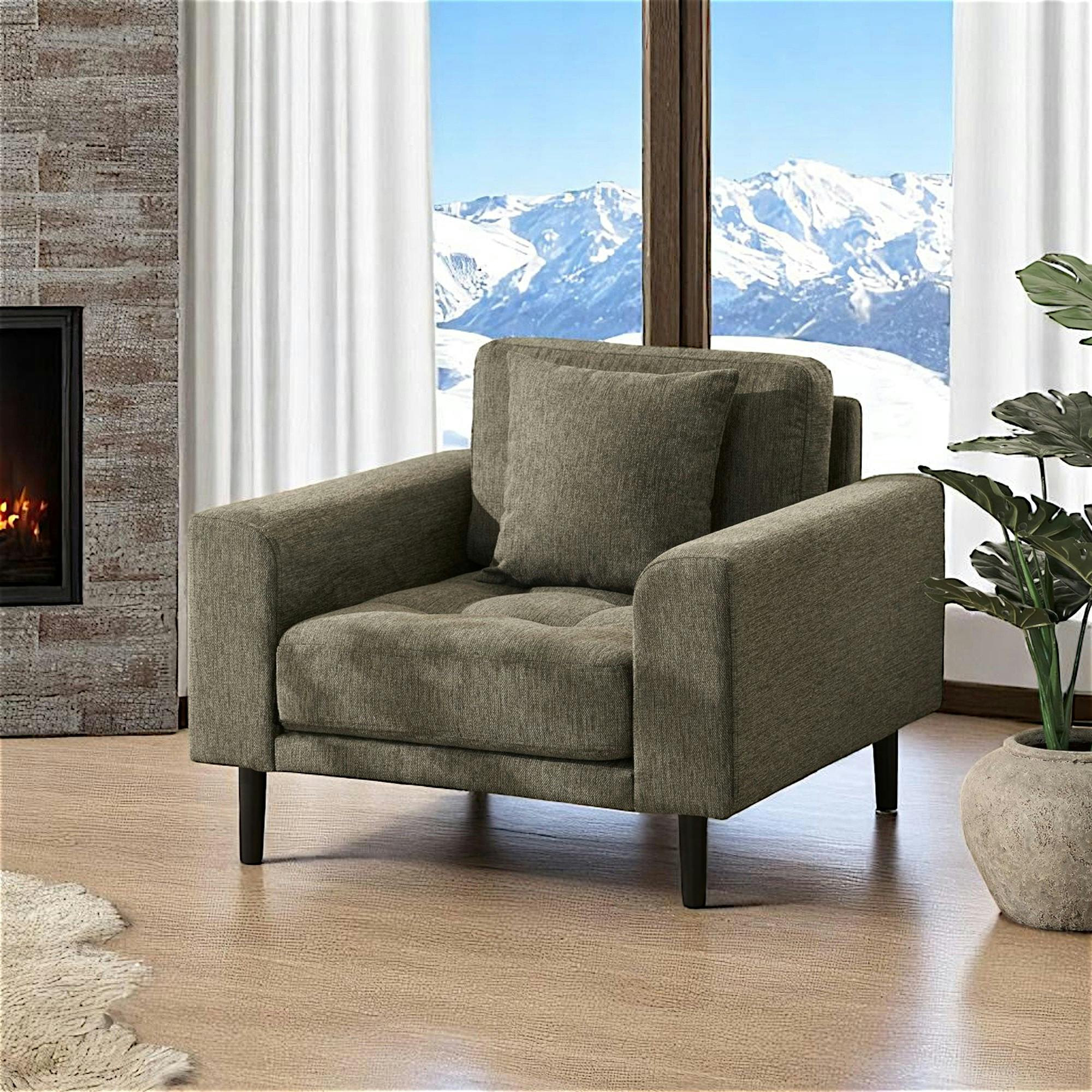 Fauteuil vert olive en tissu ROTTERDAM