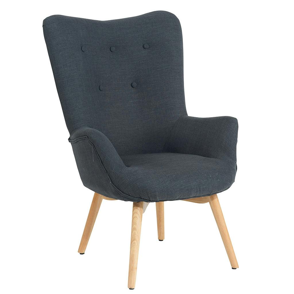 Fauteuil vintage tissu anthracite STONE