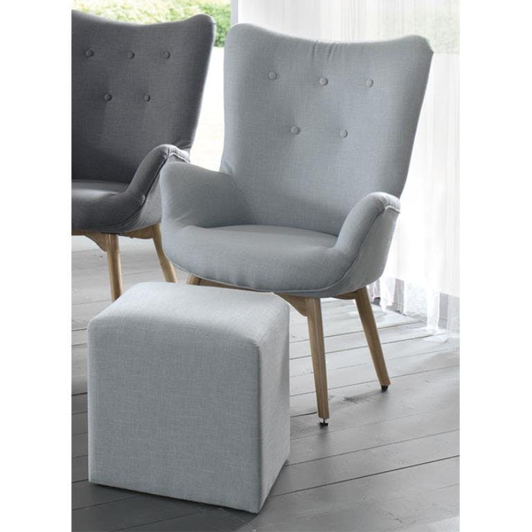 Fauteuil vintage tissu bleu STONE