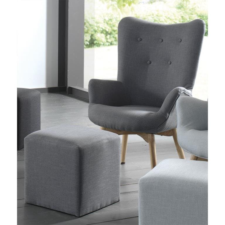 Fauteuil vintage tissu gris STONE
