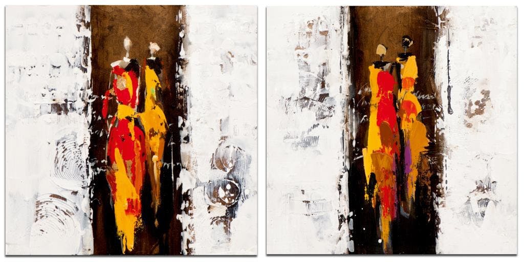 FEMME Minis toiles Africain (x2) Rouge Acrylique 25x25