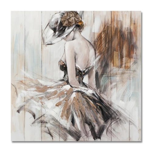 FEMMES 100x100 Peinture acrylique carrée Noir et Marron avec effet pailleté