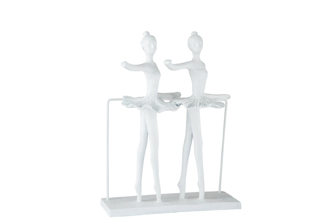 Figurine 2 ballerines synchronisées résine blanche - H30cm