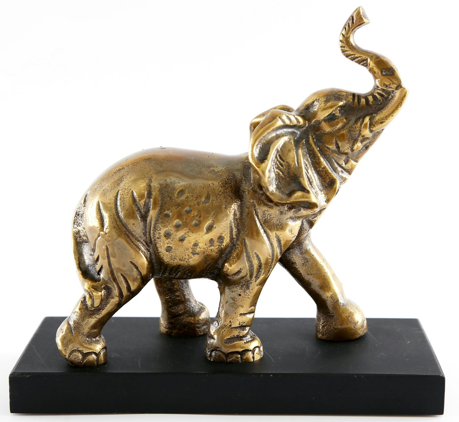Figurine éléphant en métal doré 27 cm