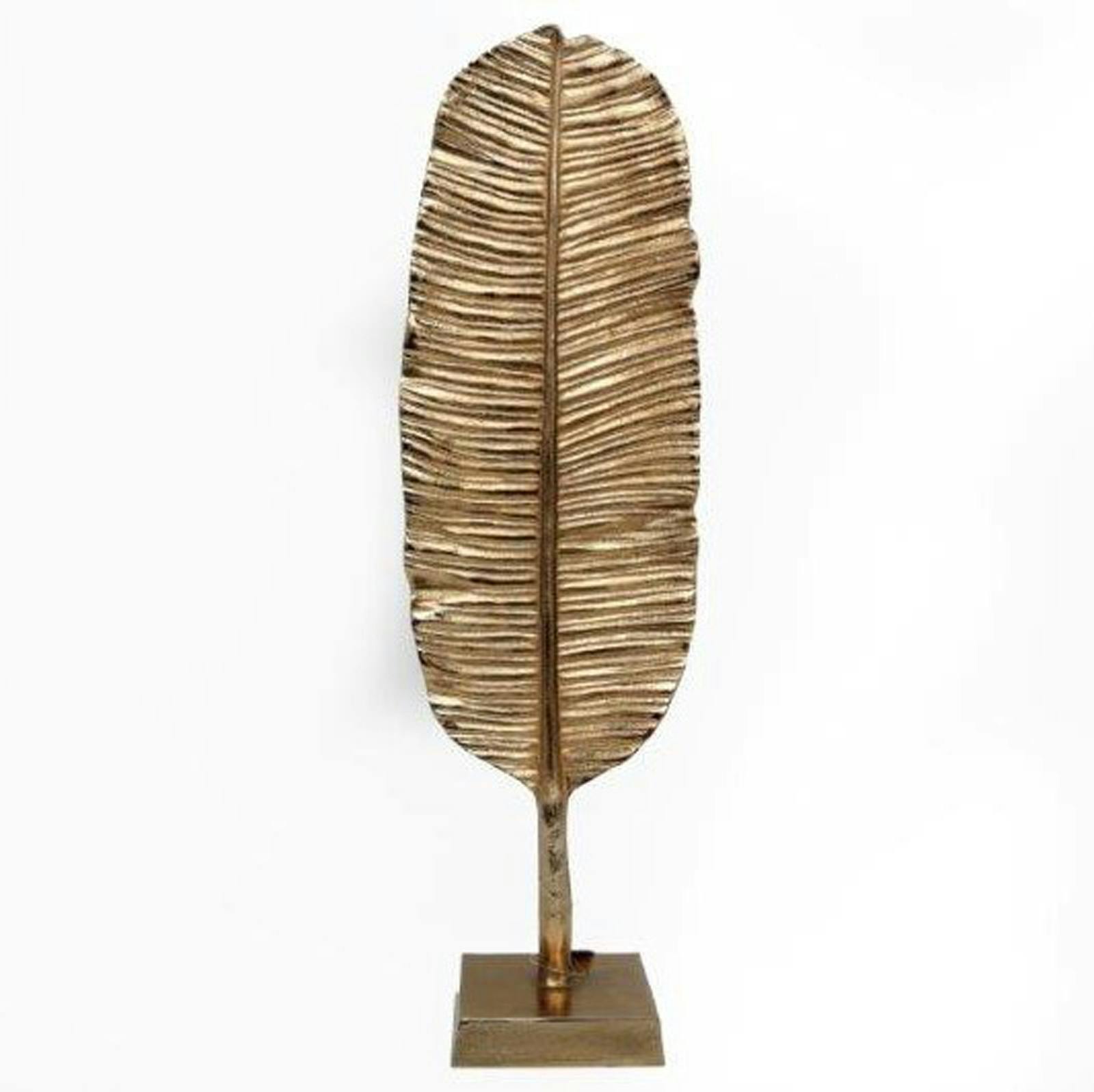 Figurine feuille en métal doré 54 cm