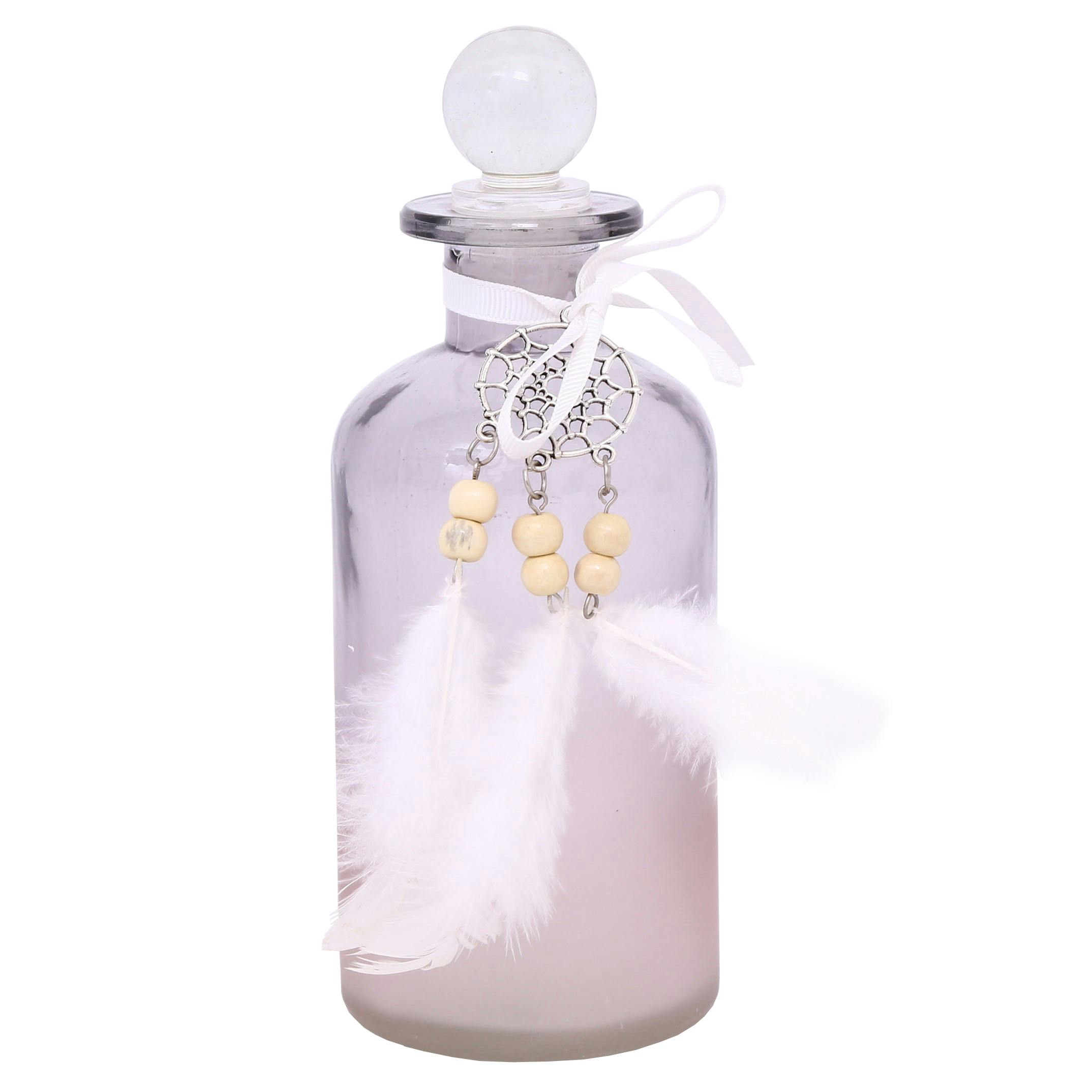 Flacon Bouteille en verre avec décor "Attrape-rêves" H19cm