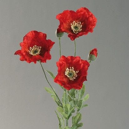 Fleur de pavot rouge 75cm