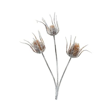  Fleur en polyester 3 chardons enneigés 88 cm
