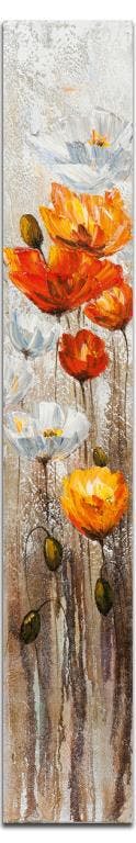 FLEURS Peinture Coquelicots vertical Orange Acryl. 25x150