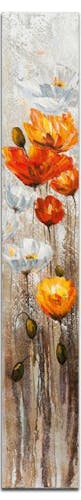 FLEURS Peinture Coquelicots vertical Orange Acryl. 25x150