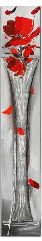 FLEURS Peinture Coquelicots vertical Rouge Acryl. 25x150