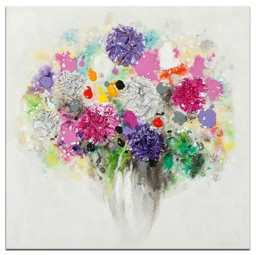 FLEURS Tableau carrée Multicolore Acrylique 75x75