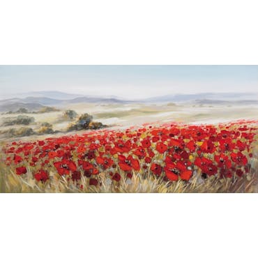  FLEURS Tableau champs coquelicot panorama 140x70