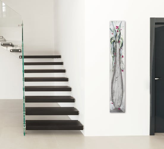 FLEURS Tableau Figuratif vertical Rose Acrylique 25x150