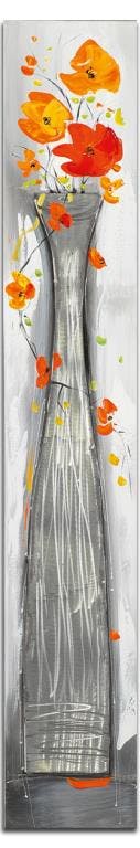 FLEURS Toile Coquelicots verticale Orange Acryl. 25x150