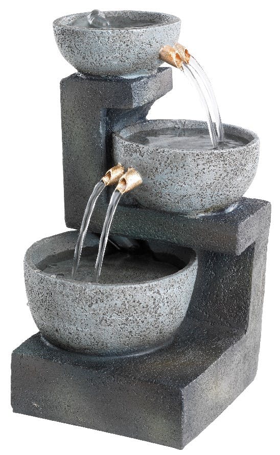 Fontaine relaxante 3 bols gris clair H22cm