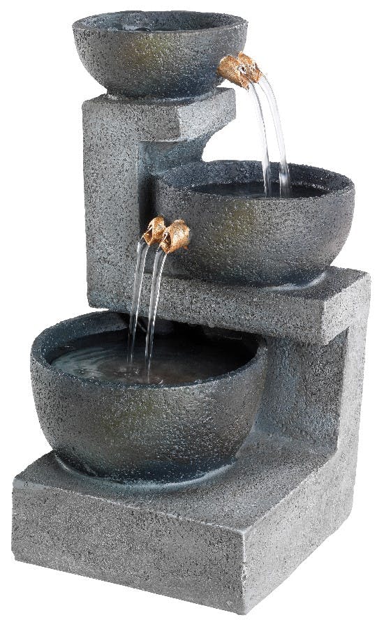 Fontaine relaxante 3 bols gris foncé H22cm