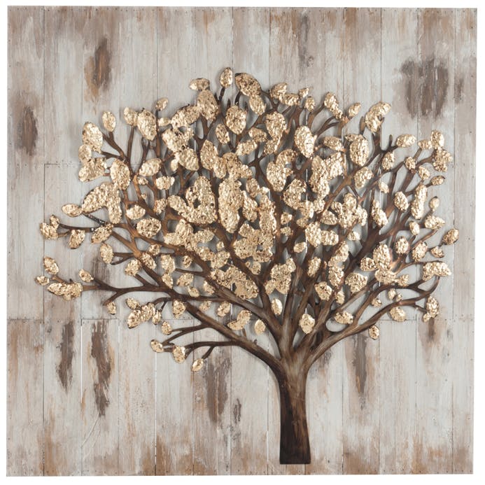 FORETS 100x100 arbre en métal marron et or