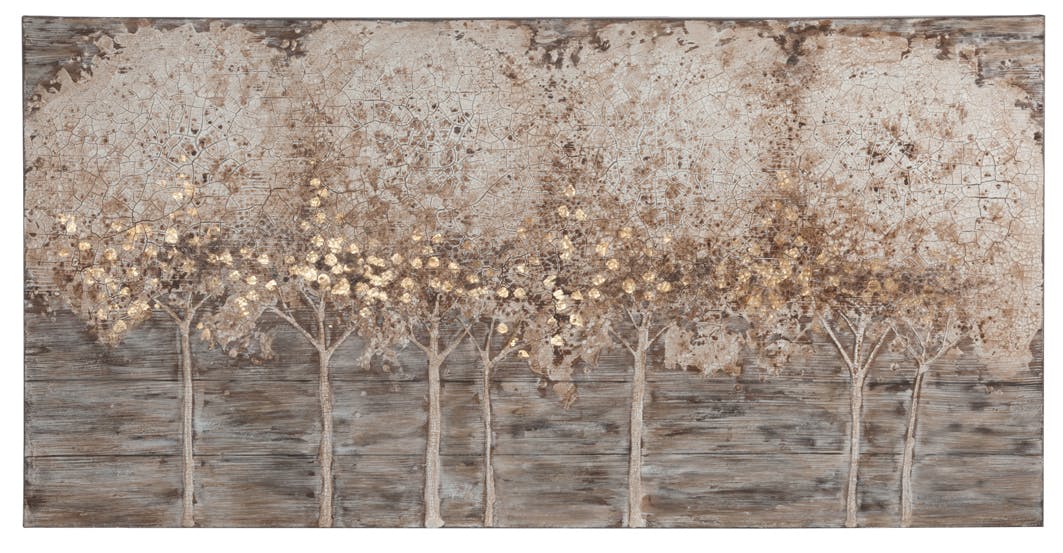 FORETS 140x70 peinture sur bois marron et beige