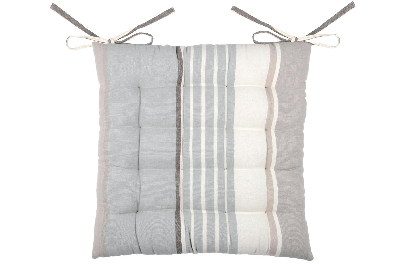 Galette de chaise 16 points gris 40x40cm coton Canarias