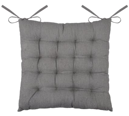 Galette de chaise 16 points imprimée gris en coton 40x40cm IKATI