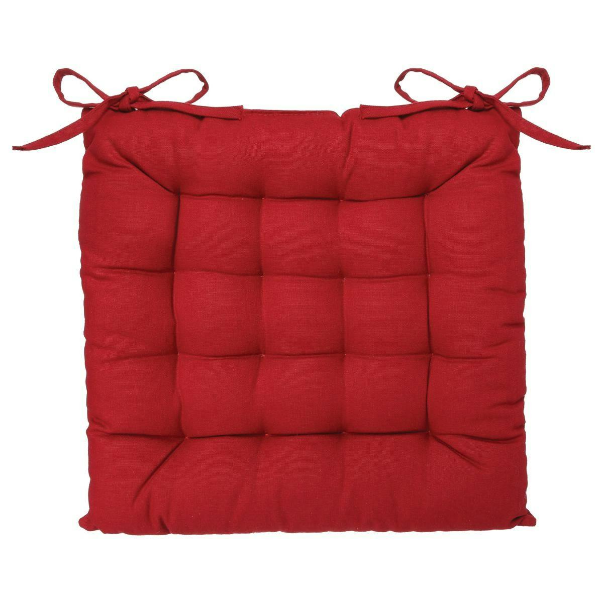 Galette de chaise 16 points rouge 38x38cm