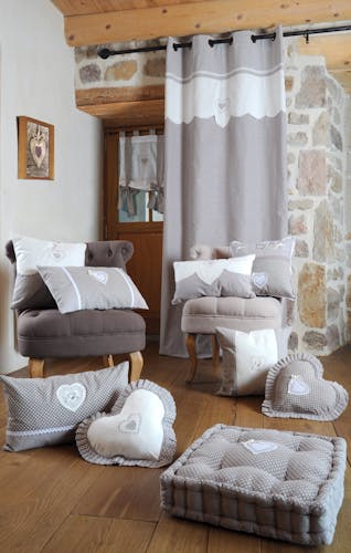 Soldes - Galettes de chaises blanches et grises en coton et lin