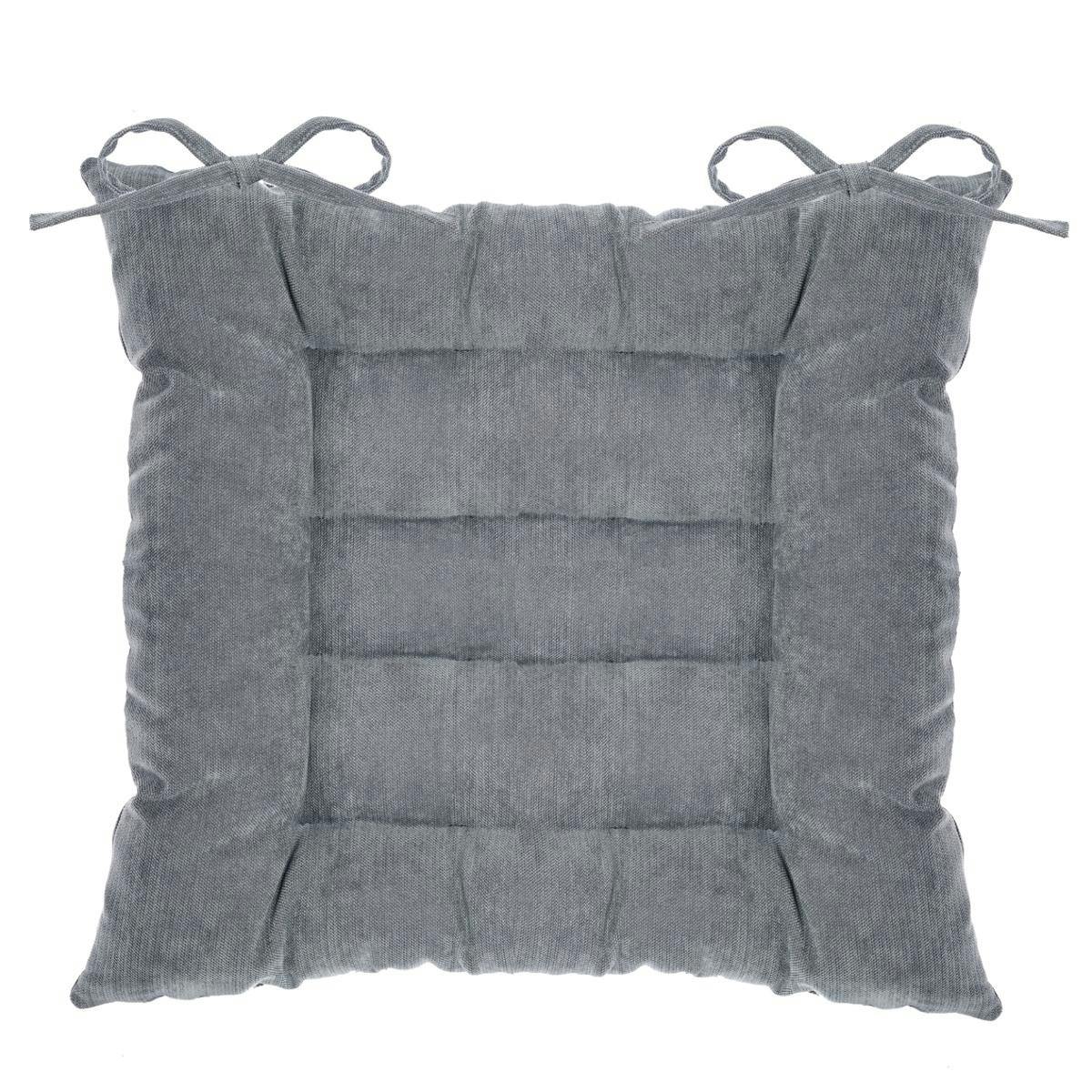 Galette de chaise à nouer tissu gris foncé 40x40 cm