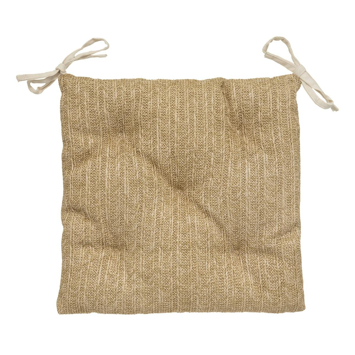 Galette de chaise beige effet paille 40x40