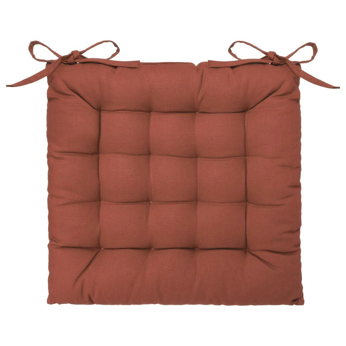 Galette de chaise capitonnée couleur terracotta 38x38 cm