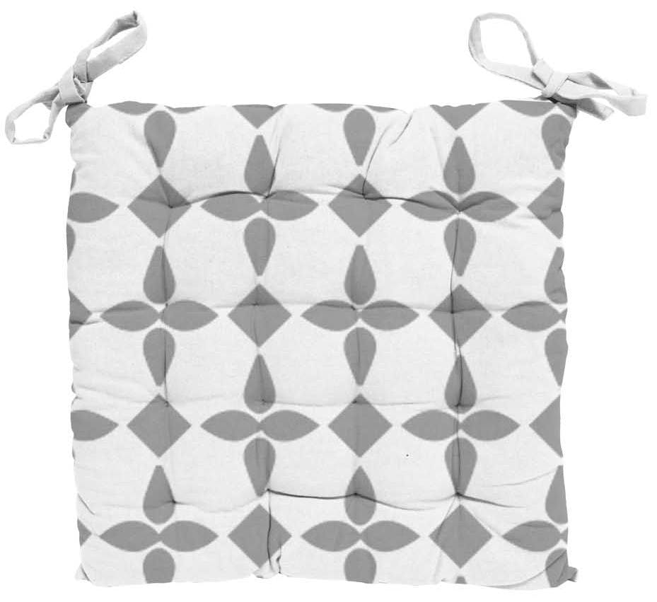 Galette de chaise capitonnée damier blanc 40x40x5cm