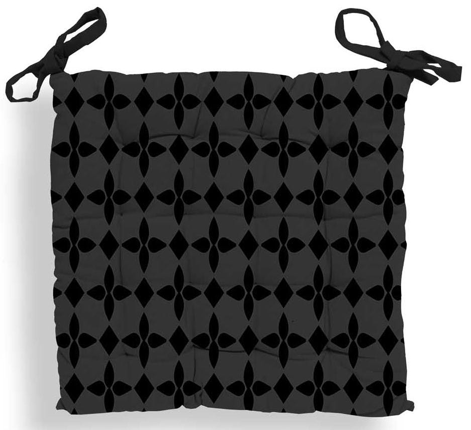 Galette de chaise capitonnée damier noir 40x40x5cm