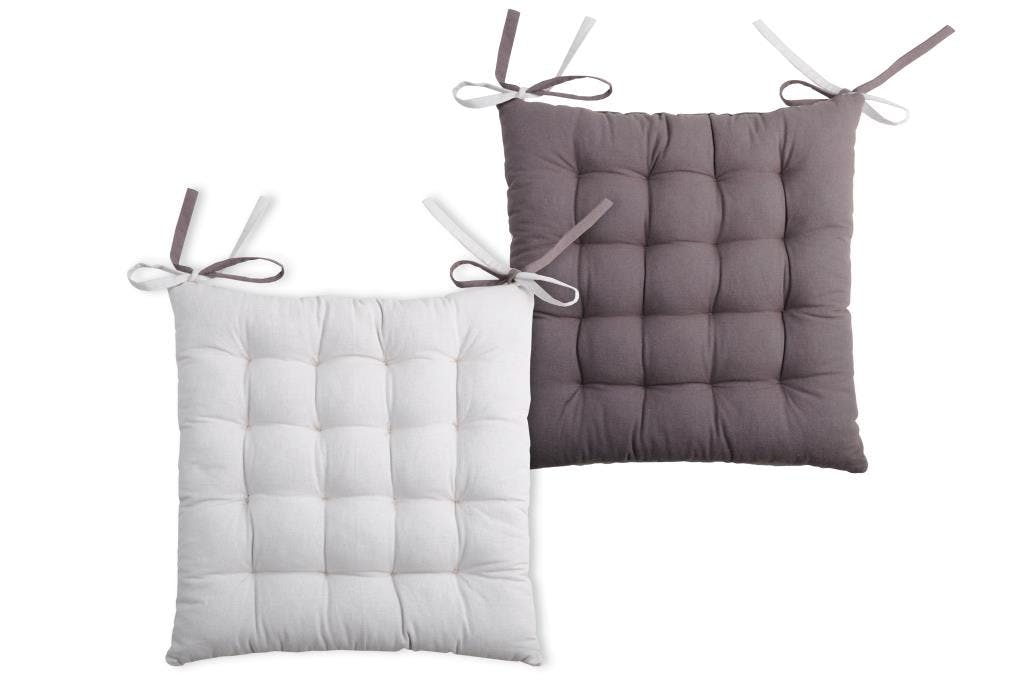 Galette de chaise carrée 40x40 100% Coton Gris-Perle DUO