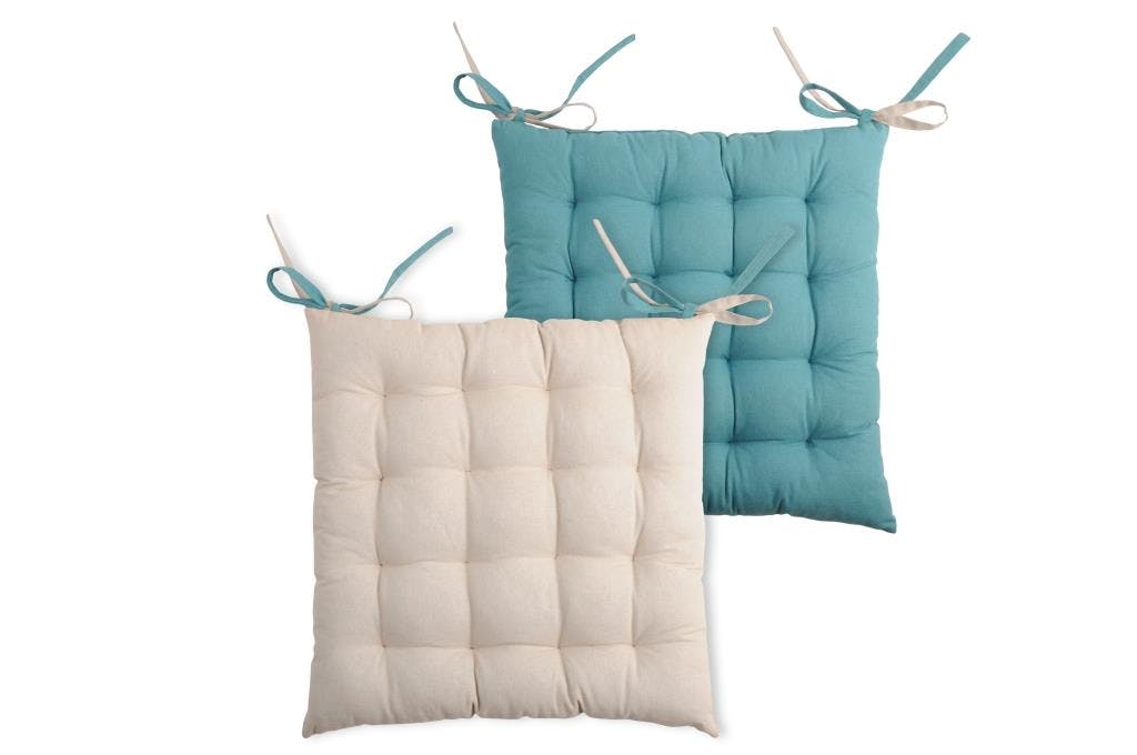 Galette de chaise carrée 40x40 100% Coton Lin-Bleu DUO