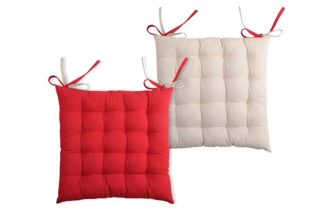 Galette de chaise carrée 40x40 100% Coton Lin-Rouge DUO