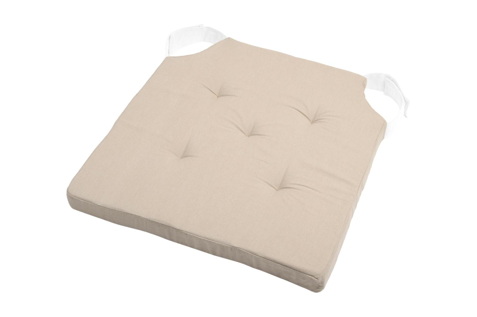 Galette de chaise couleur lin attaches par velcro blanc 38x38cm DUO
