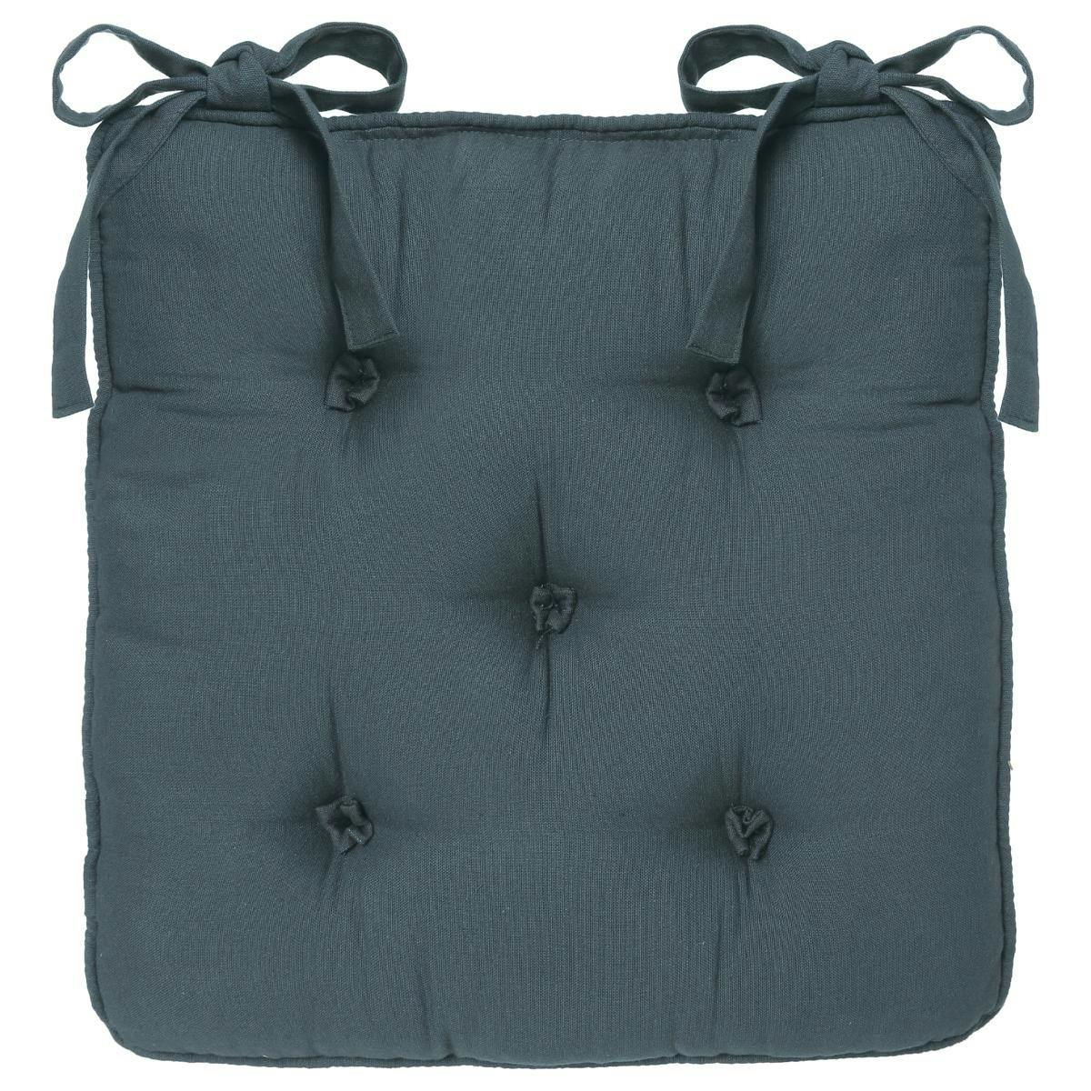 Galette de chaise en coton 5 boutons Orage 40x40x5cm