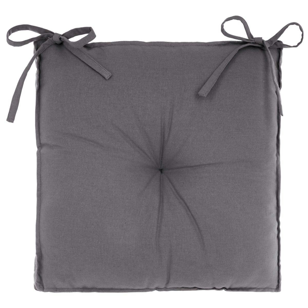 Galette de chaise en coton gris foncé 40x40x6cm