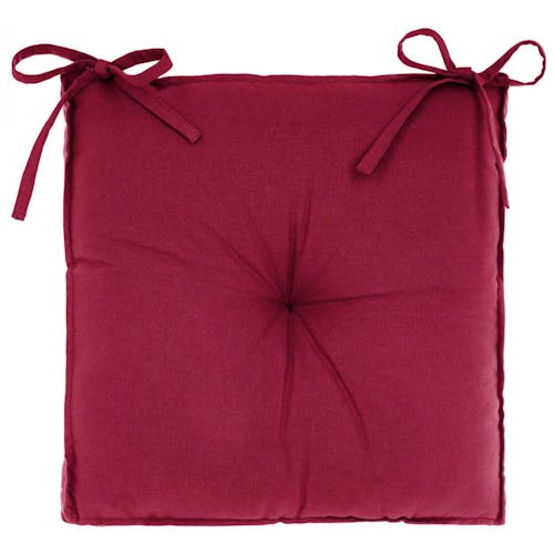 Galette de chaise en coton rouge 40x40x6cm