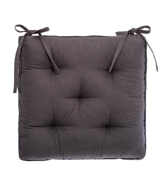 Galette de chaise en velours côtelé gris
