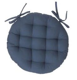 Galette de chaise ronde capitonnée en coton orage D40cm