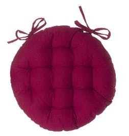 Galette de chaise ronde capitonnée en coton rouge D40cm