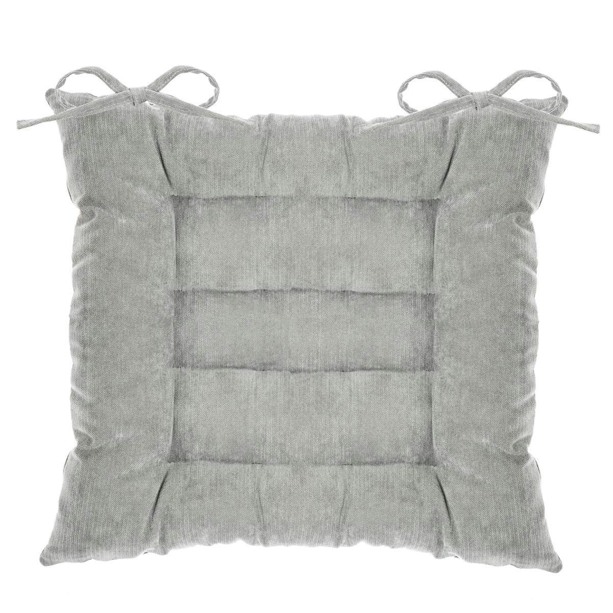 Galette de chaise tissu gris clair à nouer 40x40 cm