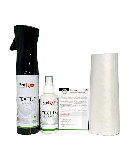 GARANTIE 3 ANS : Kit professionnel textile : imperméabilisant (300 ml) + nettoyant (100 ml)