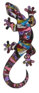 Gecko en résine colorée décor mosaique "Rainbow" 50cm