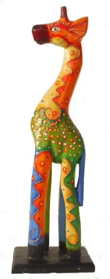 Girafe Picasso en bois multicouleur H40cm